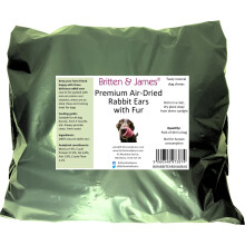 40 Airdried Rabbit Ears with Hair for Dogs by Britten and James
