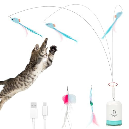 Migipaws Interactive Automatic Cat Teaser Wand Toy with Strong Suction