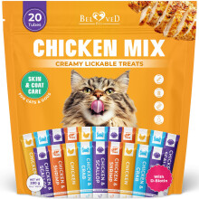 Creamy Lickable Cat Treats & Wet Food Squeeze Tubes – Liquid Kitten Snacks, Skin & Coat Health, Multivitamin Treats for Cats, & Small Dogs, Lick Up