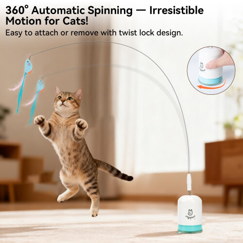 Migipaws Interactive Automatic Cat Teaser Wand Toy with Strong Suction 1