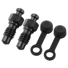 Motorcycle Brake Caliper Bleed Screw with Rubber Caps, Easy Operation, 2 Pack Black