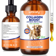 Collagen for Dogs 60ml, Liquid Dog Collagen Drops, Liquid Collagens for Dogs Joints, Skin & Coat, Support Dog Itchy Skin Relief & Digestive Health, w