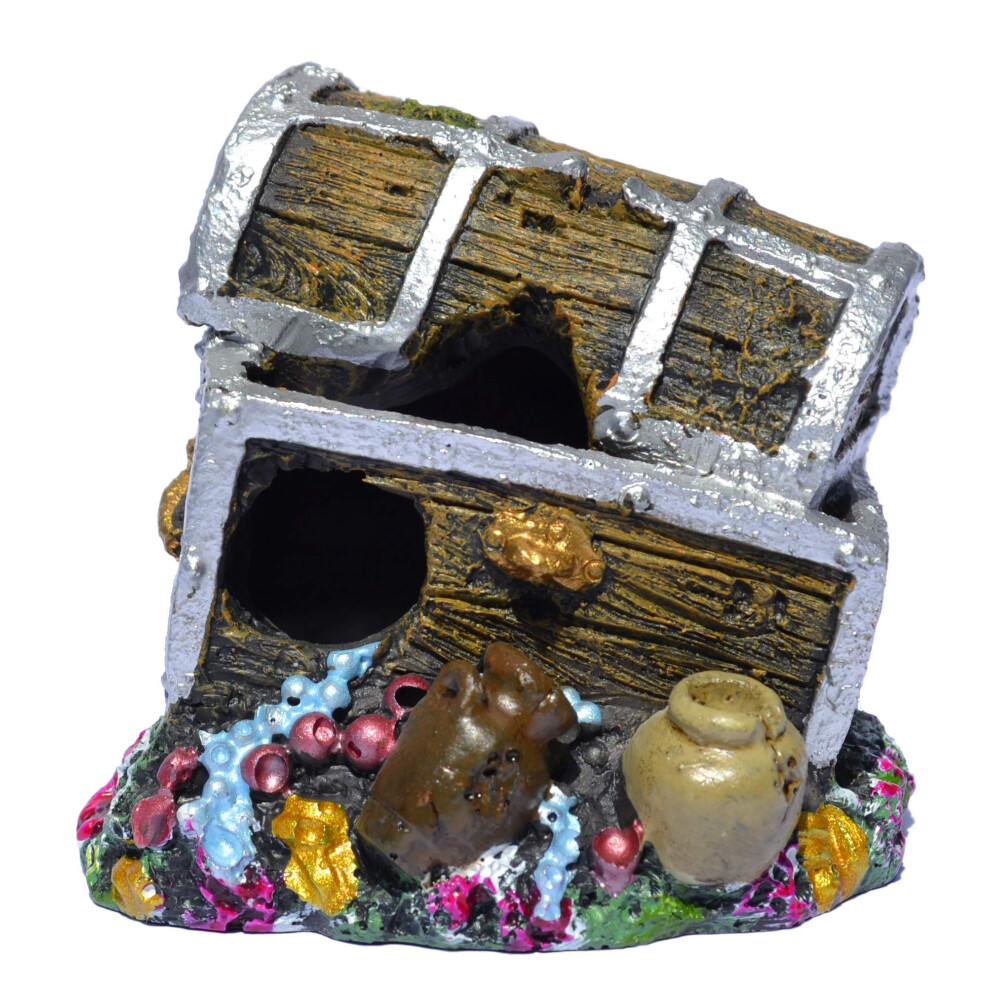 Supa Treasure Chest Aquarium/Fish Tank Ornament, Realistic Detail, Approx. 6Cm(L) X 7.5Cm(W) X 6.5Cm(H).