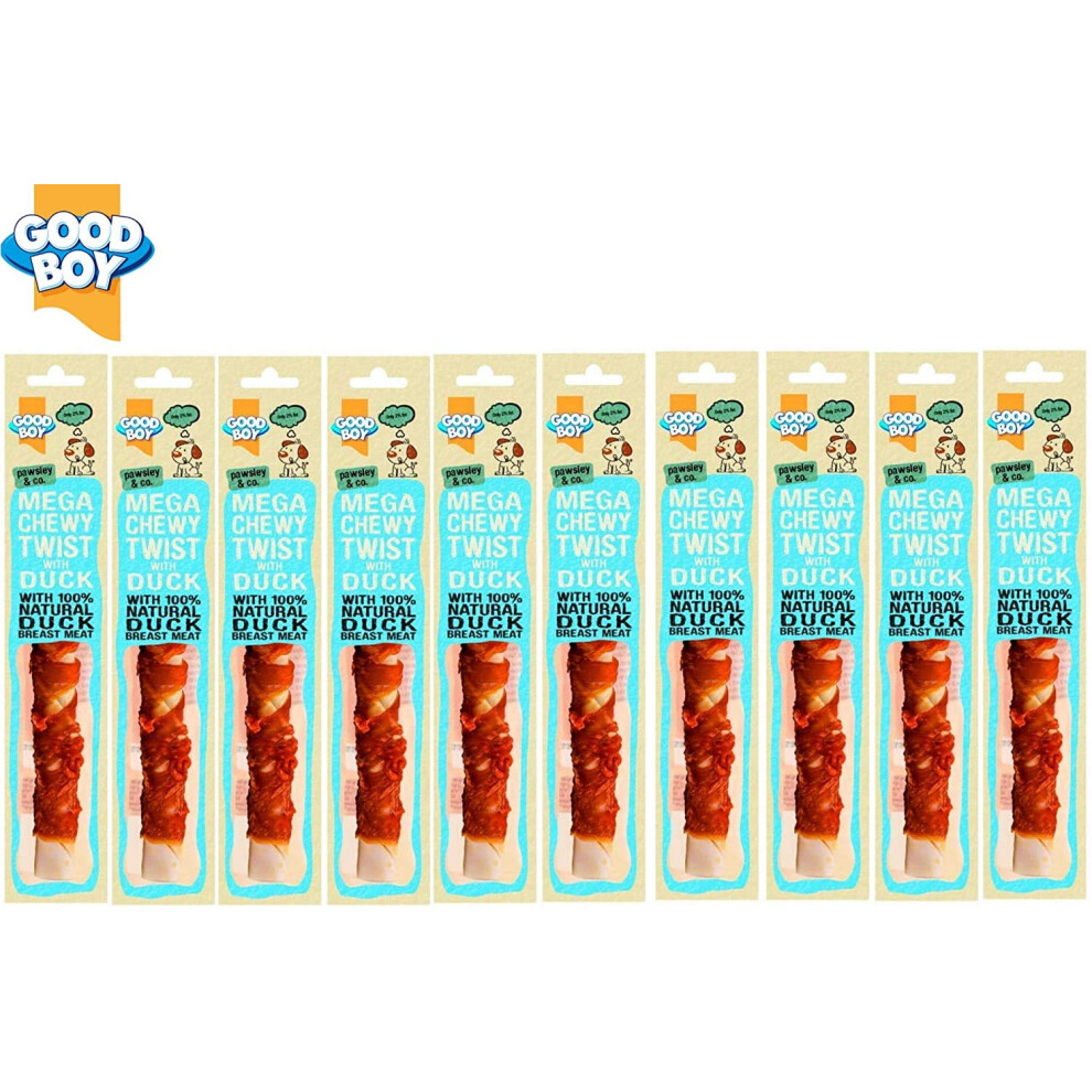 Goodboy 10 X 70G Mega Chewy Twist With Duck 100% Natural Dog Chew Trea