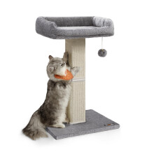 Feandrea Cat Scratching Post, Cat Scratcher with 40 x 30 cm Plush Perch, Cat Tree, 71 cm Tall Scratch Post with Woven Sisal, 45 x 40 cm Base