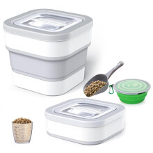 Collapsible Dog Food Storage Container With Lid Large Airtight Cat Food Bin Plastic Silicone Pet Food Storage Container Kitchen Rice Storage for