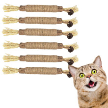 FAST-FX 6 Pcs Natural Sticks Kitten Teething Toys, Cat Teeth Nip Cleaning, Catni