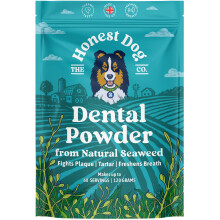 Honest Dog Co. Dental Powder for Dogs - Easy Seaweed Food Topper for Fresh Breath, Plaque & Tartar Removal | Natural Teeth Cleaning & Gum Health | Ma
