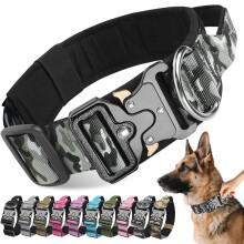 Tactical Dog Collar with Handle, Soft Padded Breathable Pet Collar with Heavy Duty Metal Buckle, Durable Adjustable Military Nylon Dog Collar for Sma