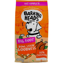Barking Heads Complete Dry Adult Dog Food 12kg - Big Foot (Large Breed) Bowl Lic