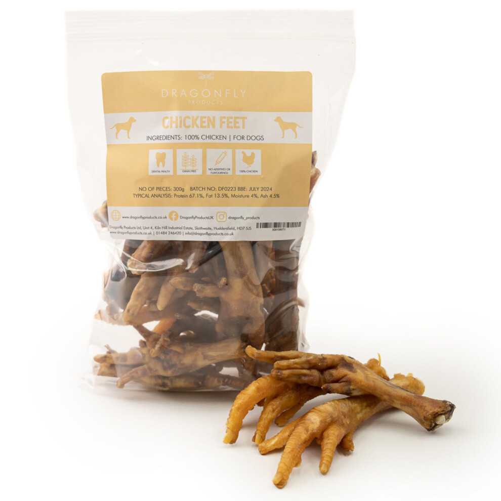 Dragonfly Products Air Dried Chicken Feet For Dogs | 300G (Approx. 20 Grain