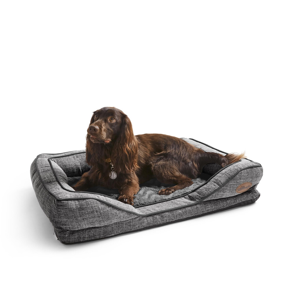 Silentnight Orthopaedic Dog Bed - Cosy Comfortable Pet Bed With Ergonomic Foam Body & Head Support - Super Soft & Sturdy Woven Removable Was