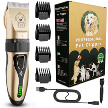 GLOBAL TECH Dog Clippers, Rechargeable Low Noise Cordless Pet Clippers for Dogs