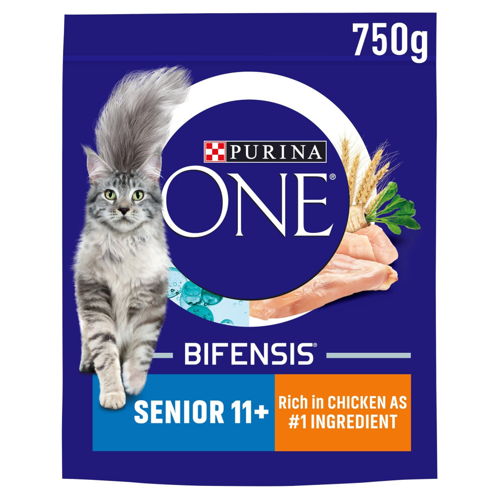 New Purina One Senior 11 Plus Dry Cat Food Chicken 750G
