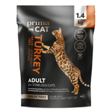 PrimaCat - Complete Dry Grain Free Turkey and Insect Flavoured Cat Food, Sterili