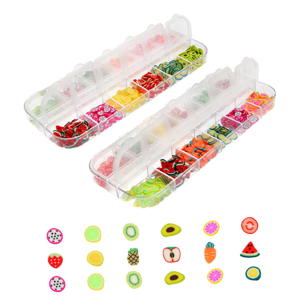 Polymer Clay Fruit Nail Art Sequins Colorful Glitter Decorations for DIY Manicure and Crafts