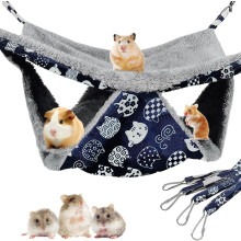 LIJIXI 2 Layers Pet Rat Hammock,Rat Hammocks for Cage Plush Guinea Pig Hammock Hamster Hammock Ferret Hammock Chinchilla Hammock, Double Sided Use Wa
