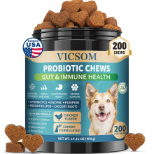 VICSOM Probiotics for Dogs, 200 Dog Probiotics for Gut Health & Skin Comfort- Dog Probiotic Supplements, Digestive Care for All Dog, Dog Probiotic Ch