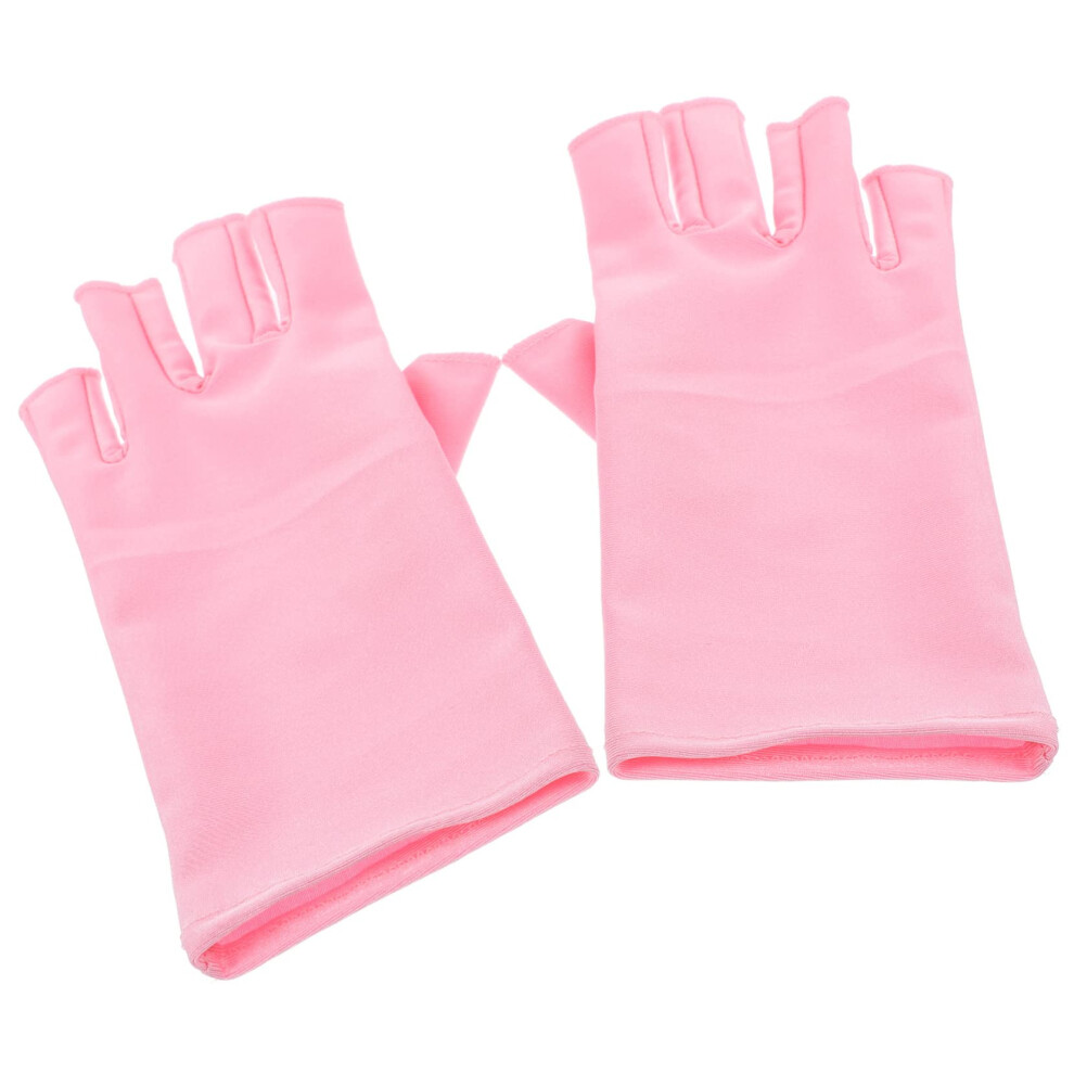 Light Uv Protection Gloves For Gel Manicure Half Finger Design Breathable Fabric For Nail Lamp And Salon