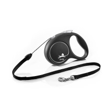 flexi Black Design S | 5 m retractable cord leash for dogs up to 12 kg | Black/
