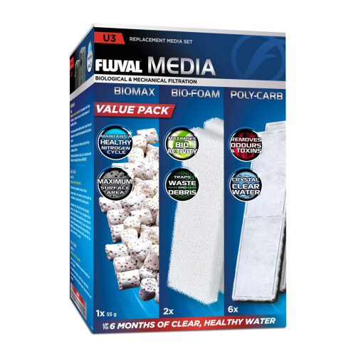 Fluval FLUVAL U3 Filter Media Value Pack, Brand, Genuine, Complete Internal Filter Kit