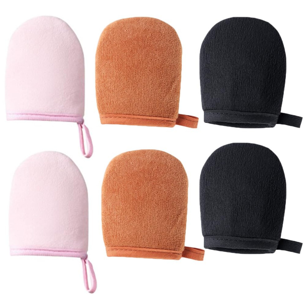 6 Pack Self Tanning Mitt for Mousse and Lotion, Compact Microfiber Self Tanner Applicator Gloves