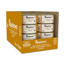 Applaws 100% Natural Wet Cat Food, Chicken Breast with Liver in 70g Broth Tin, 24 x 70g