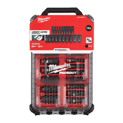 Milwaukee Milwaukee 3/8 Drive Impact Socket Set 19pcs