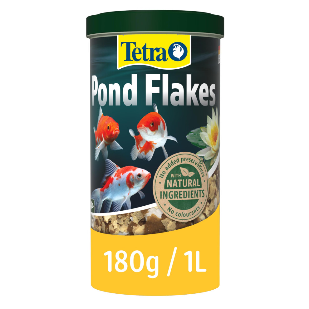 Tetra Pond Flakes, Complete Fish Food For Small And Young Pond Fish, 1 Litre