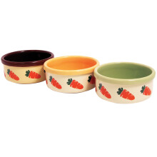 Rosewood Stoneware Ceramic Pet Bowl for Small Animals - Carrot Design, Food Bowl for Guinea Pigs, Hamsters, Rabbits, Degus, and Ferrets, 13 cm (1pc,
