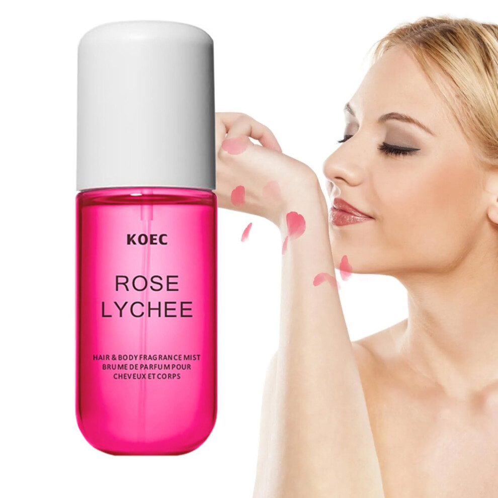 Vanilla Coconut Perfume Body and Hair Fragrance Mist for Women, Rose Lychee LongLasting Spray