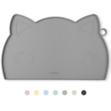 Coomazy Cat Food Mat Silicone Pet Feeding Mat for Dogs and Cats Non Slip Dog Bowl Mat for Food and Water Grey