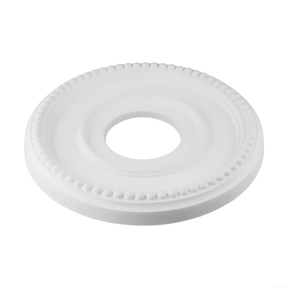 Round Ceiling Medallion 12.4 Inch White Pu Nodrill Decorative Plate For Lights And Fans 9455672944731