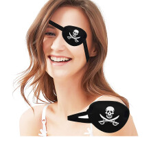 Pirate Eye Patch with Adjustable Elastic Band, 3D Contoured Black Eye Mask for Adults and Kids