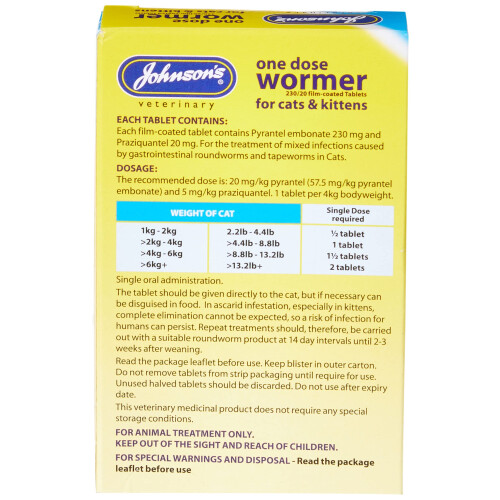 Johnson's One Dose Wormer for Cats and Kittens, 2-Piece 1