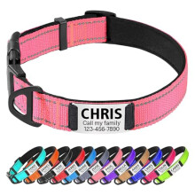 TagME Personalized Dog Collar with Name Plate, Custom Reflective Pet C