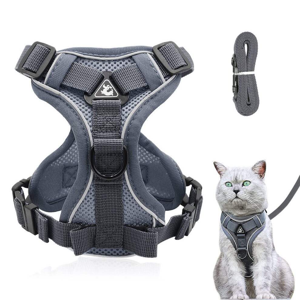 Grantop Cat Harness And Lead Set, Adjustable Kitten Harness And Lead Set With Reflective Strips Escape-Proof, Cat Vest Harness With Leash Sets For C