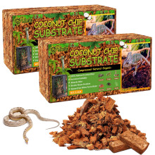 Riare Natural Coconut Chip Substrate for Reptiles- 2 Pack Compressed Coconut Hus