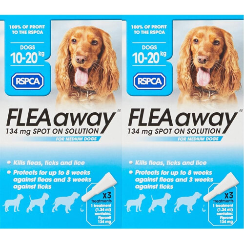 RSPCA FleaAway Spot On Solution for Medium Dogs, 134 mg (Pack of 2)