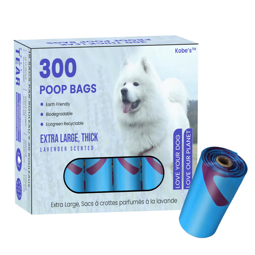 Kobe's Dog Poop Bags By | 300 Scented Dog Poop Bags Rolls | Ex Lavender