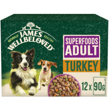 James Wellbeloved Superfood Adult Dog Food with Turkey in Gravy Pouch 12 x 90 g
