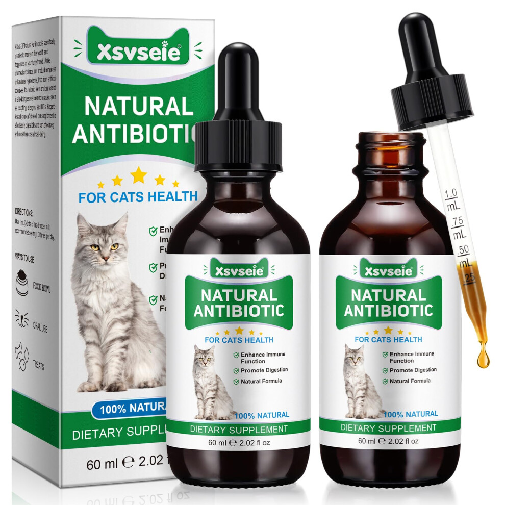 Feeliville Antibiotics For Cats, 2Pc Cat Antibiotics, Supports Immune & Cats Alle