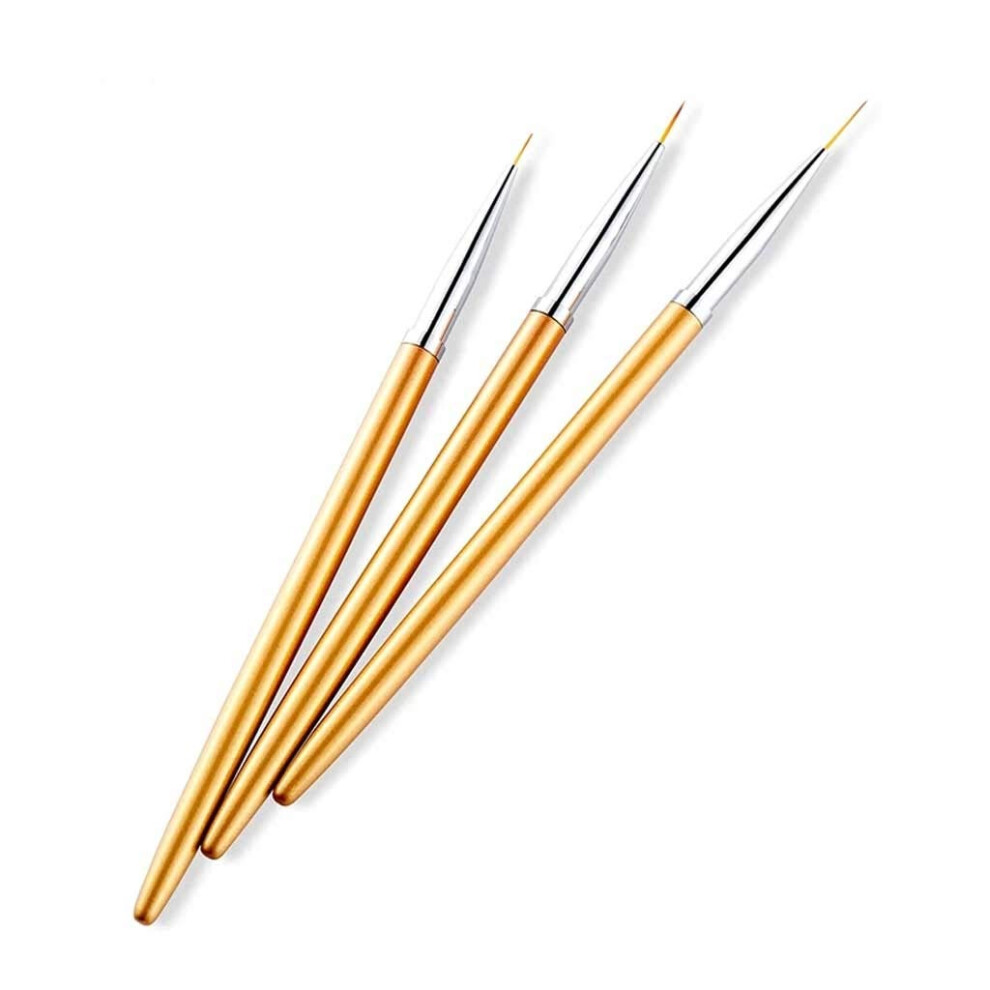 3Pcs Nail Art Brushes Gel Nail Brush Set with Metal Handle for Precise Application