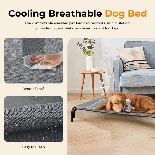 DOPEDIO Raised Dog Bed Light Gray XL Size Cooling Breathable Elevated 1