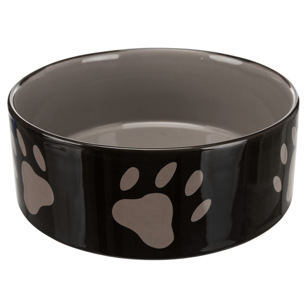 Trixie Ceramic Bowl With Paw Prints For Dogs, 1.4 Litre/20Cm, Assorted Brown