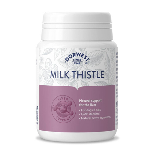 Dorwest Milk Thistle Tablets for Dogs and Cats, 200 Tablets, Supports