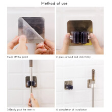 Wall Mount Sticky Mop Hanger Traceless Clip Bathroom Storage 30cm White