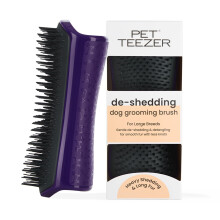 Tangle Teezer Large Pet Teezer De-Shedding Grooming Brush - Dry or Bath Brush - The Perfect Deshedding Brush for Dogs - Purple & Grey