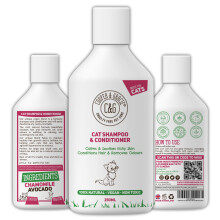Cat Shampoo & Conditioner - Ideal For All Cats Skin Calms & Soothes Itchy Sensitive Skin - Conditions Hair & Removes Odours - A Natural Remover Of Fl