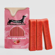 Himalayan Yak Chews For Dogs - Strawberry Flavour - Yak Chews with Milk for Dogs Medium (pack of 3) - Rich in Protein & Calcium - Puppy Friendly - Dog